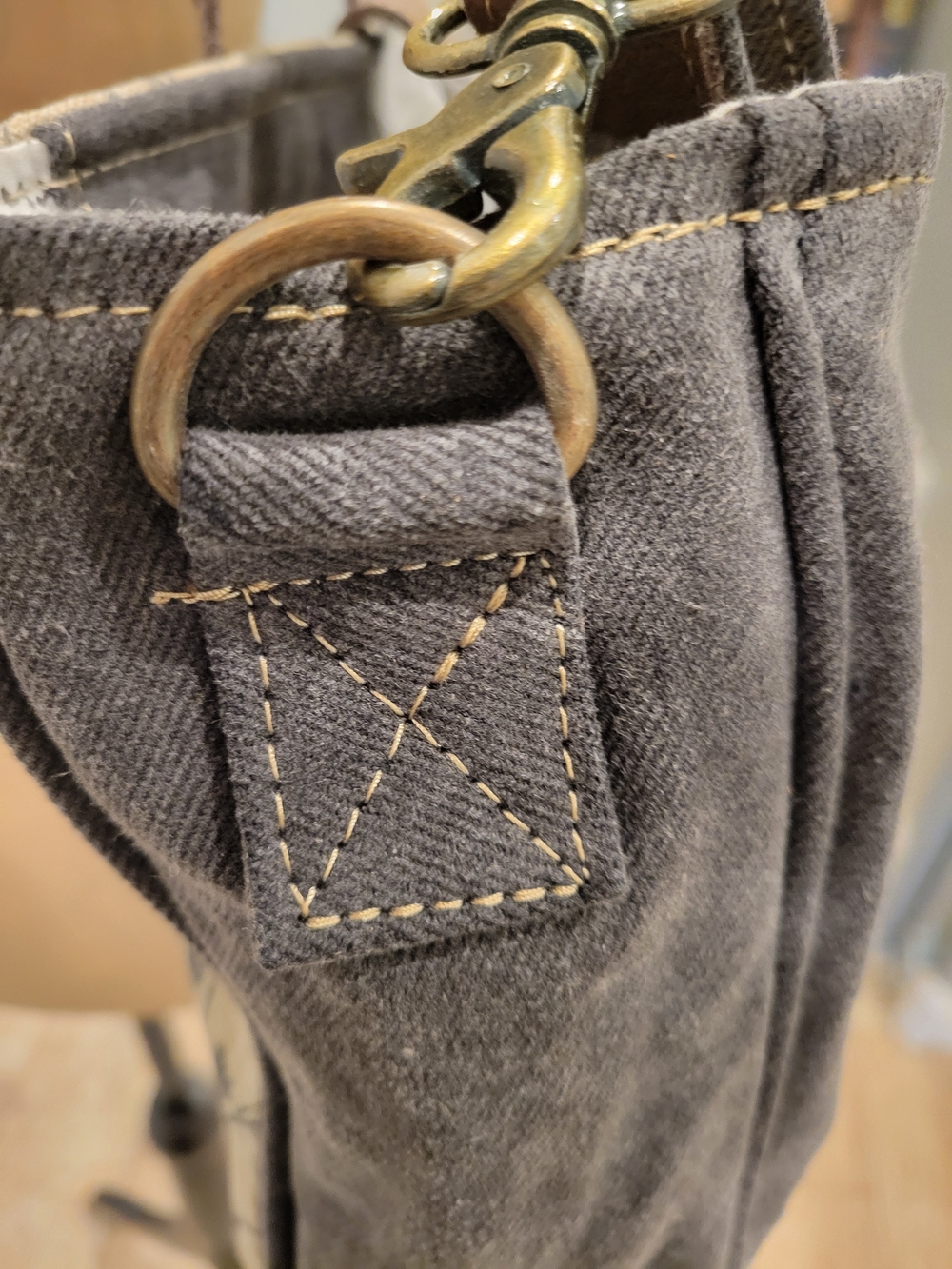 Myra Bag Beige Canvas Floral Tote with Brown Trim - Picture 9 of 9